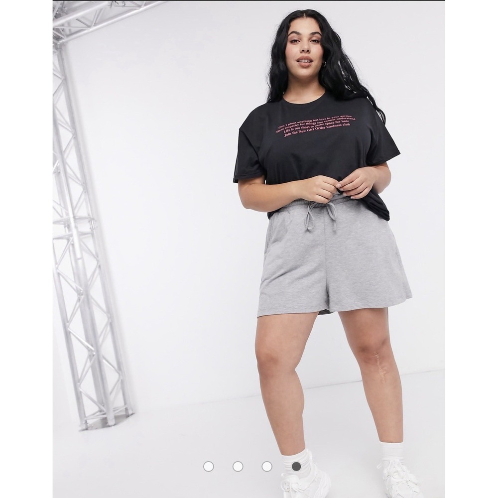 New Girl Order ASOS Curved Hem Black Kindness Club Graphic Tee Small NWOT